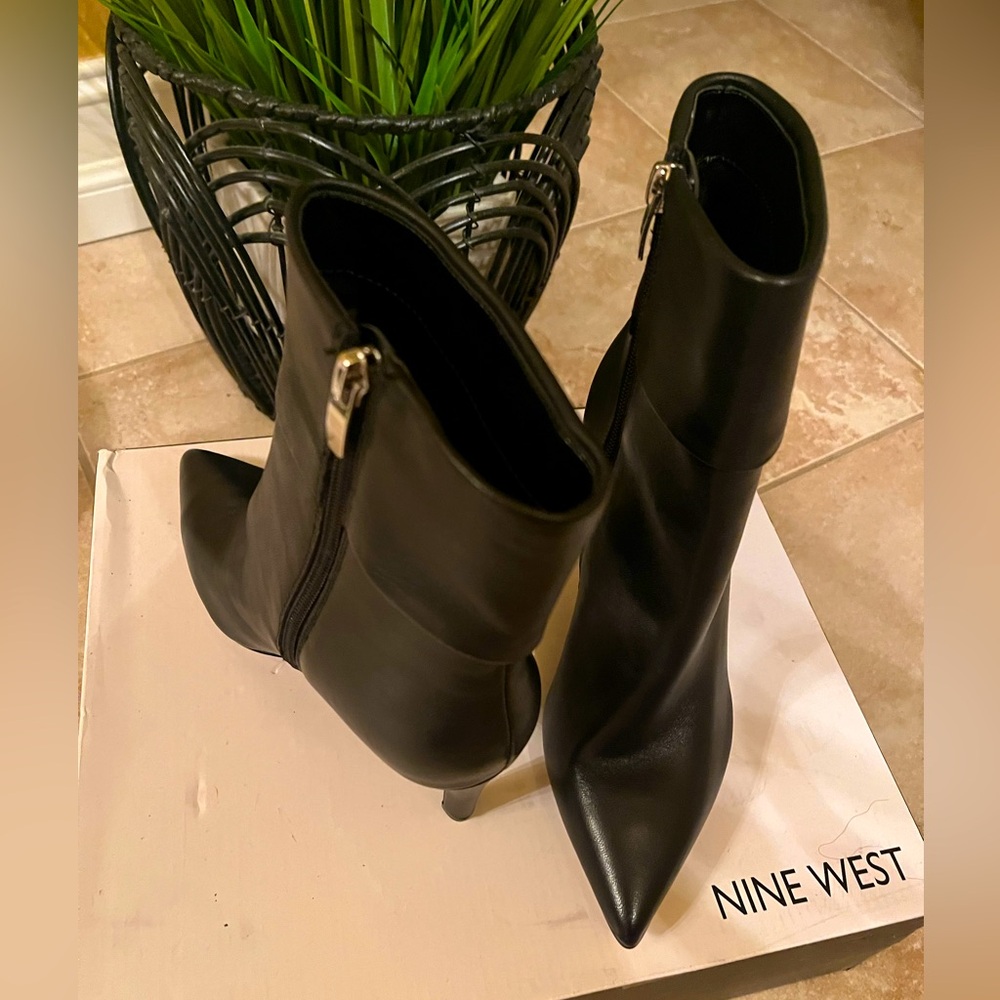 Beautiful soft Leather Nine West booties, heel is 2 1/2 inches.